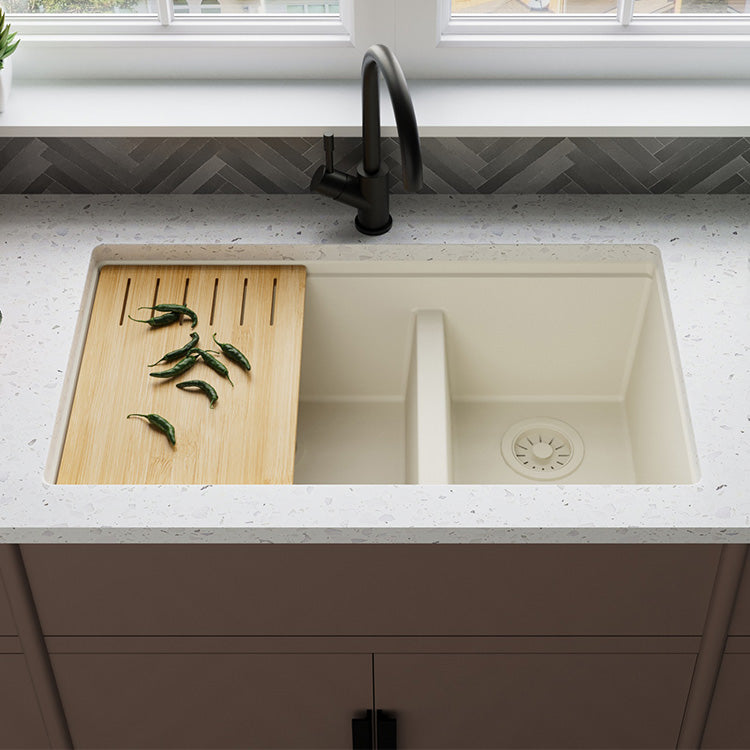 Quartz Farmhouse Sink with Apron Front – Double Bowl Kitchen Sink | Model SN8448BD