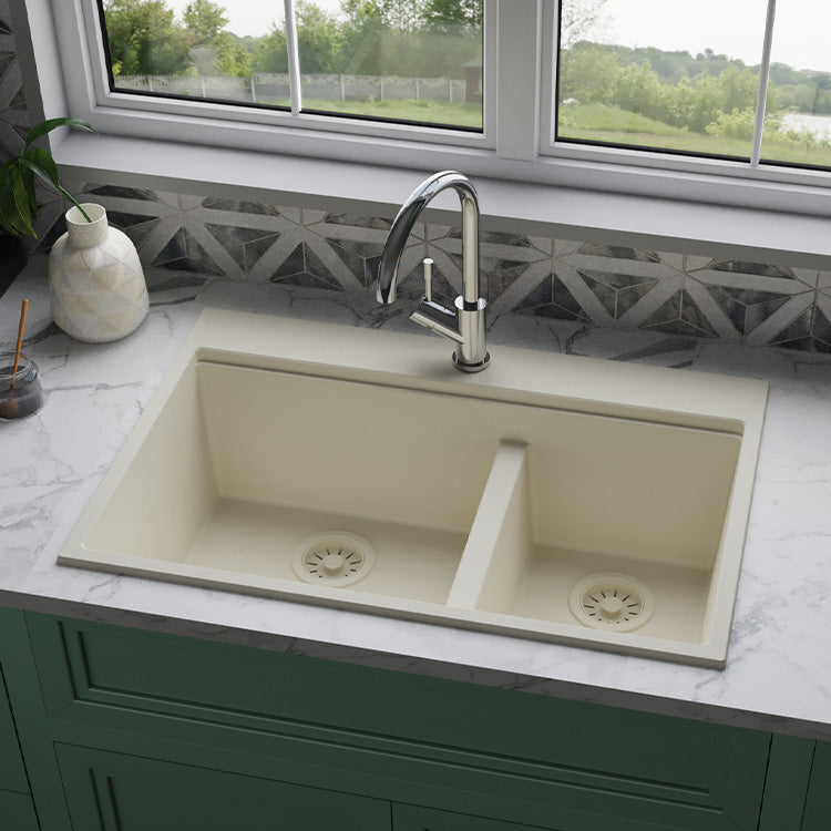 Black Quartz Sink – Double Bowl Quartz Kitchen Sink | SANIKB SN8456B