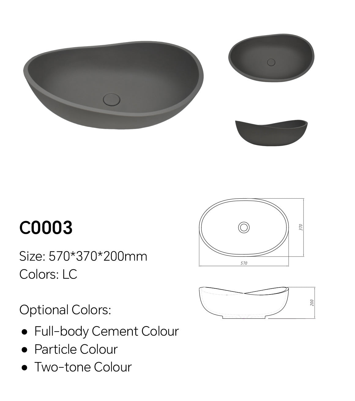 Concrete Basin Sink | Model C0003
