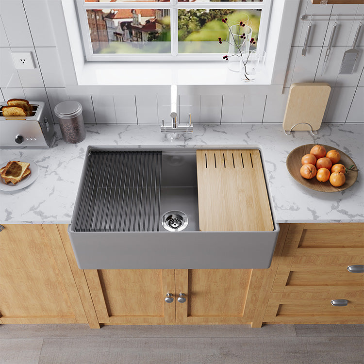 33 Inch Farmhouse Laundry Sink Freestanding – Drop In Apron Front Sink | SANIKB SN100W3320