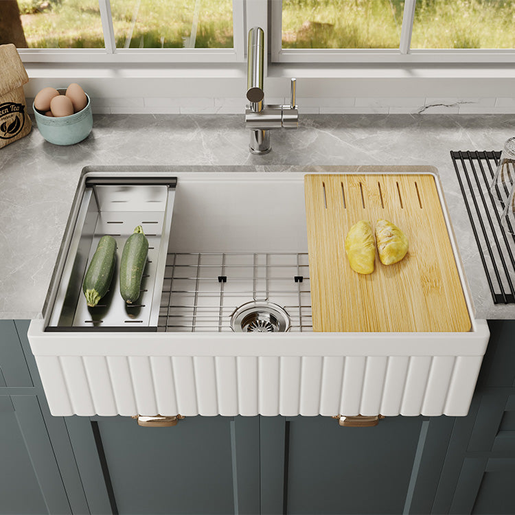 33 Inch Short Apron Farmhouse Sink – Fireclay Undermount Sink | SANIKB SN103W3320