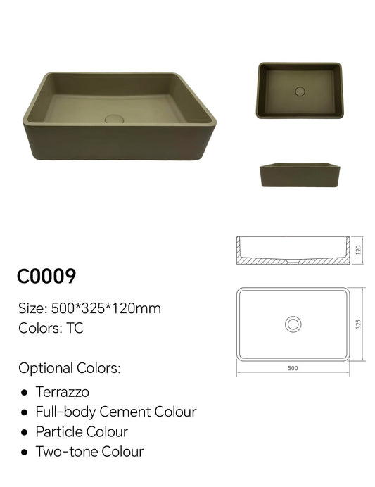 19.7 Inch Concrete Laundry Sink | Model C0009