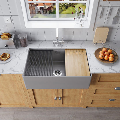 33 Inch Farmhouse Laundry Sink Freestanding – Drop In Apron Front Sink | SANIKB SN100W3320