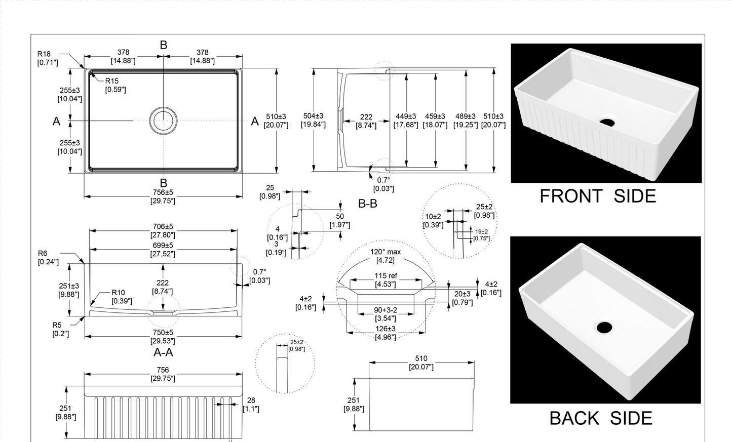 30 Inch Farmhouse Sink Workstation – Drop-In Apron Front | SANIKB SN103W3020