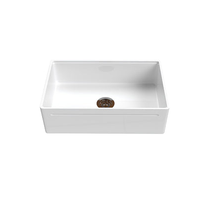 SANIKB fireclay farmhouse sink SN101W3320 — single bowl white kitchen sink for modern farmhouse kitchens.