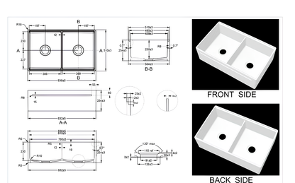 SANIKB Fireclay Double Bowl Farmhouse Sink 33″ – Apron Front Reversible Kitchen Sink with Accessories